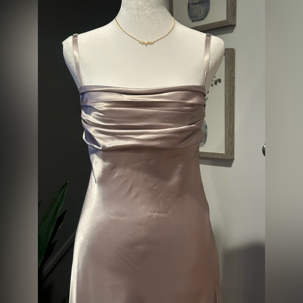Zara Strapless Satin bridesmaid Backless Dress in Mauve - Picture 2 of 6